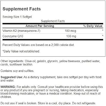 Swanson Coq10 + Vitamin K2 60 Sgels