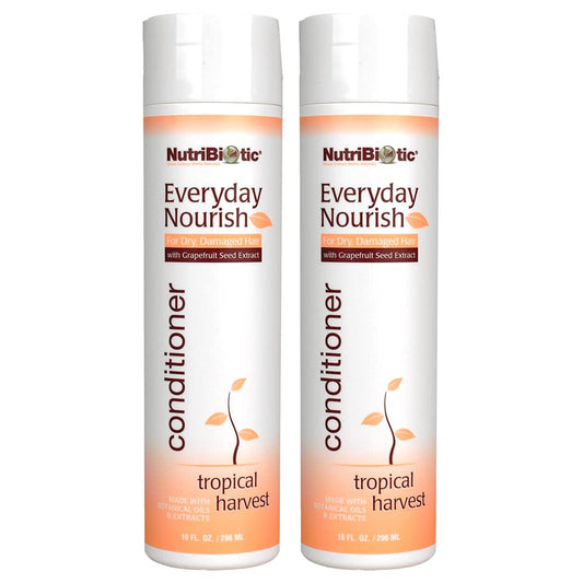 NutriBiotic Everyday Nourish Conditioner, Tropical Harvest, .  Twin Pack | GSE & Botanicals for Dry Hair | Free of Parabens, Sulfates, Dyes, Colorings, Cocamide DEA & Chlorine Derivatives