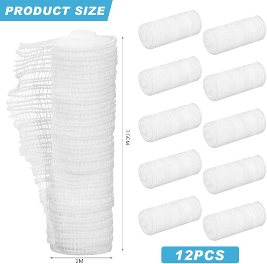 Gauze Roll Stretch Bandage 12 Rolls Conforming Bandage 7.5Cm X 2M For Dressing All Types Of Wounds And First Aid