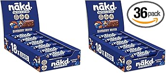 Nakd Blueberry Muffin Natural Fruit & Nut Bars - Vegan - Healthy Snack - Gluten Free - 35G X 18 Bars (Pack Of 2)