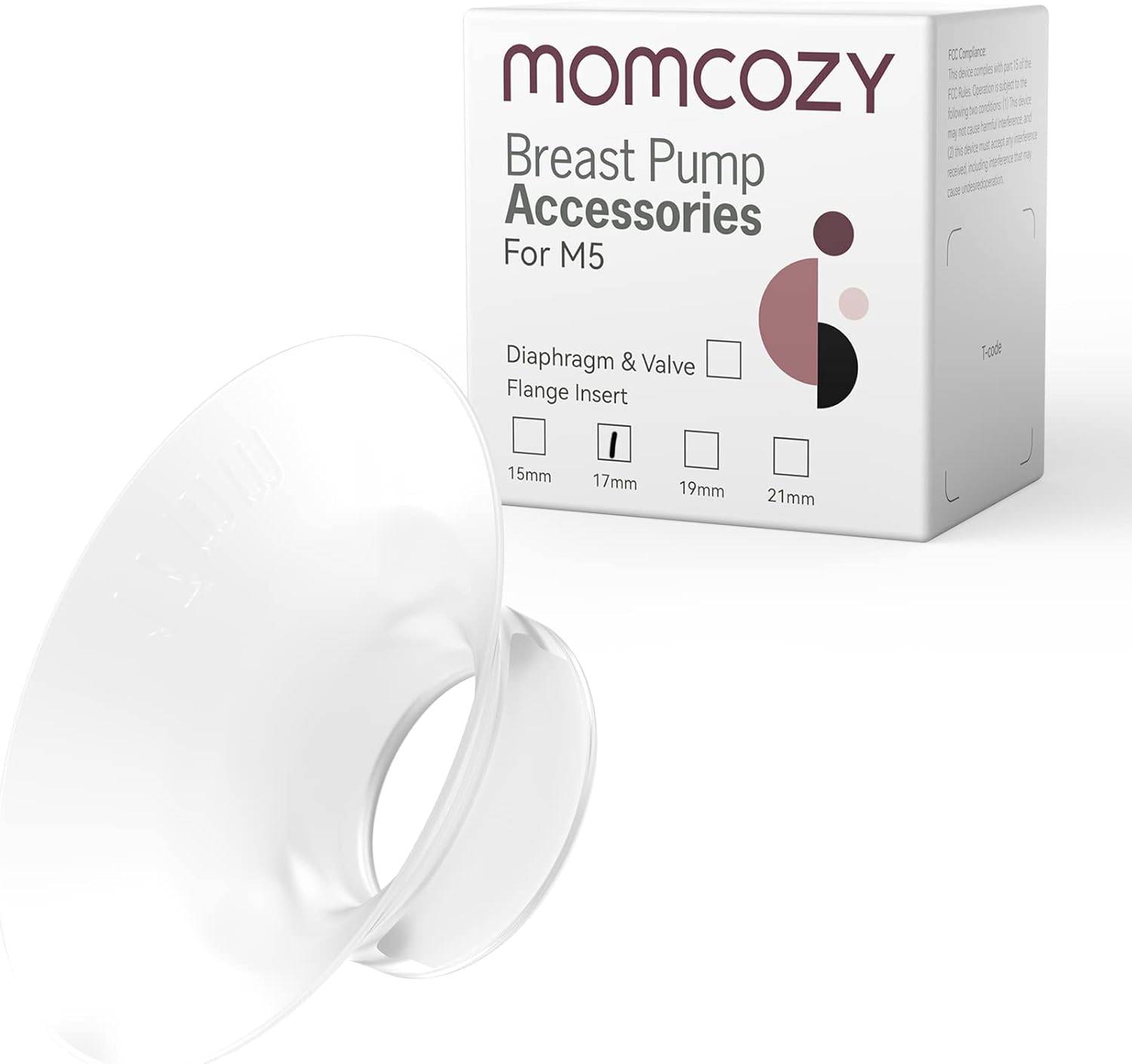 Momcozy Flange Insert 17Mm Compatible With Momcozy M5. Original M5 Breast Pump Replacement Accessories, 1Pc (17Mm)