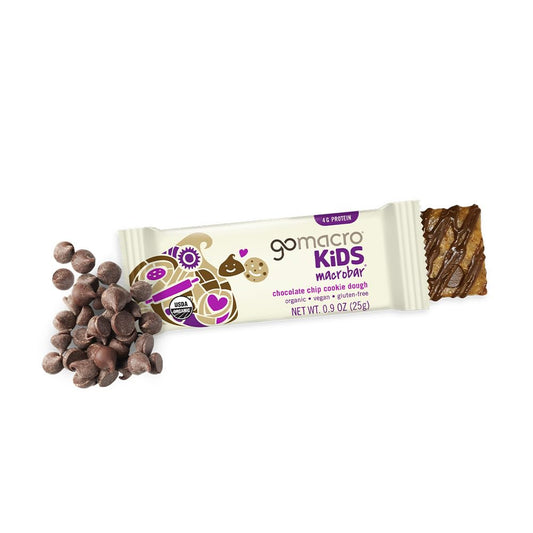 Gomacro Kids Macrobar Organic Vegan Snack Bars - Chocolate Chip Cookie Dough (0.90 Ounce Bars, 7 Count)