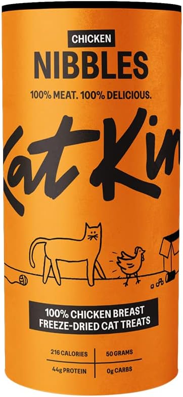 KatKin Chicken Nibbles (50g Tube): 100% Chicken Breast Freeze-Dried Cat Treats – Delicious Fresh Chicken; Freeze-Dried to Protect Nutrition; Made in the UK for Cats and Kittens?Nibbles