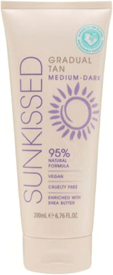 Sunkissed Gradual Tan Medium - Dark 200Ml - 95% Natural Formula - Vegan - Cruelty Free - Shea Butter