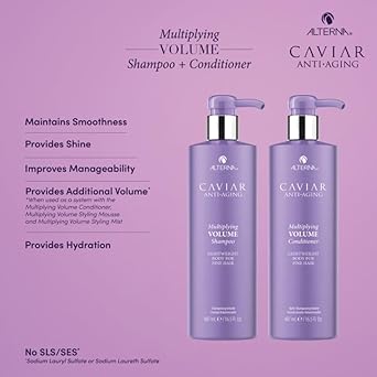 Alterna Caviar Anti-Aging Multiplying Volume Shampoo and Conditioner 16.5 oz | For Fine, Thin Hair | Create Instant Volume and Thickness | Sulfate Free