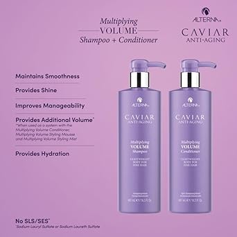 Alterna Caviar Anti-Aging Multiplying Volume Shampoo And Conditioner 16.5 Oz | For Fine, Thin Hair | Create Instant Volume And Thickness | Sulfate Free