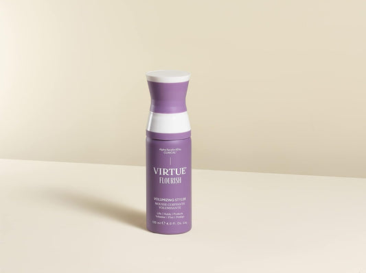 Virtue Flourish Volumizing Hair Styler Foam For Fine And Thinning Hair, Safe For All Hair Types, Color Safe, 4 Fl Oz