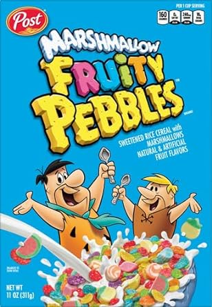 Pebbles Fruity PEBBLES Marshmallow Cereal, Fruity Kids Cereal with Marshmallows, Gluten Free, 11 OZ Box