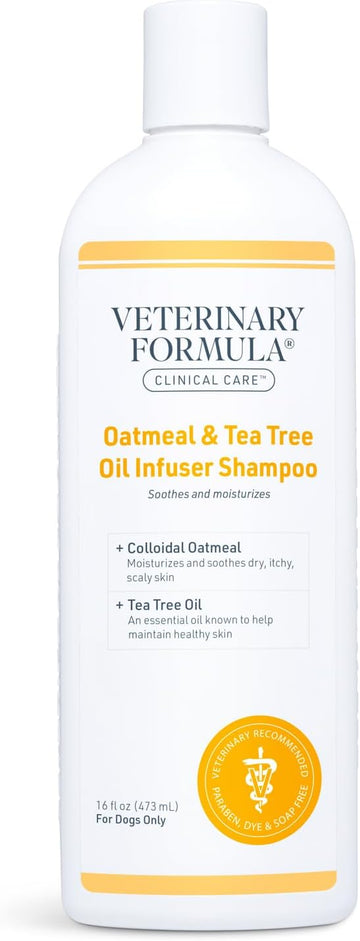 Veterinary Formula Clinical Care Dog Shampoo with Oatmeal and Tea Tree Oil, 16 oz – Gentle Shampoo for Dogs with Dry Skin, Soothes and Adds Moisture to Skin and Coat