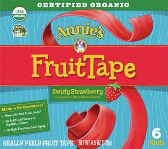 Annie'S Organic Fruit Tape, Swirly Strawberry, Non-Gmo And Organic Fruit Flavored Snacks, 6 Rolls, 4.5 Oz