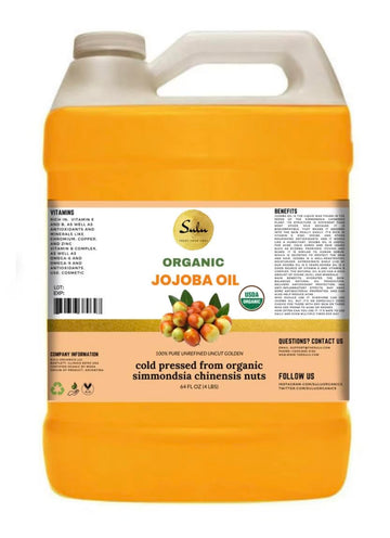 Certified Organic Cold Pressed Unrefined Raw Uncut Golden Jojoba Oil 4 Lbs/64 Fluid Ounces