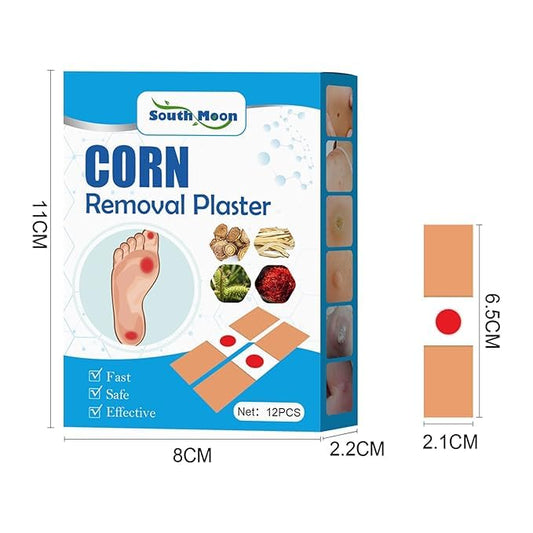 Foot Corn Removal Plasters - Square-Shaped Active Ingredient Patches to Remove Corns & Restore Skin (12 Patches)