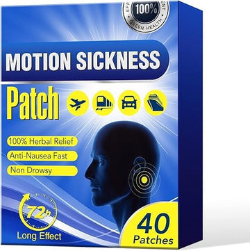 Motion Sickness Relief Patches – Anti-Nausea Stickers for Fast, Drug-Free Pain Relief | Ideal for Travel by Car, Boat, Airplane – No Side Effects(40-Pack)