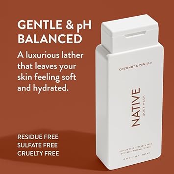 Native Body Wash Contains Naturally Derived Ingredients | For Women & Men, Sulfate, Paraben, & Dye Free Leaving Skin Soft And Hydrated | Coconut & Vanilla 18 Oz - 2 Pk