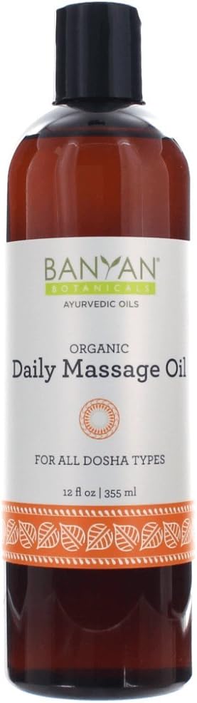 Banyan Botanicals Daily Massage Oil â€“ Organic Ayurvedic Massage Oil â€“ for All Skin Types & Doshas â€“ Moisturizes, Nourishes The Tissues & Calms The Mind â€“ 12. â€“ Non GMO Sustainably Sourced Vegan