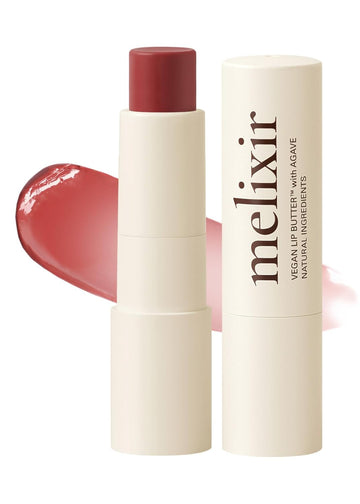 Melixir Vegan Lip Butter #02 Nude Crumble(Tinted) (+11 More Colors), Bee Free, Petrolatum Free, Deep Nourishing Plant-Based Vegan Chapstick, Lip Balm For Dry, Cracked And Chapped Lips