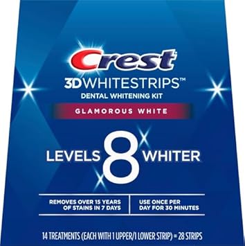 Crest 3D White Luxe Whitestrip Teeth Whitening Kit, Glamorous White, 14 Treatments( Each With 1 Upper/ 1 Lower), 28 Strips