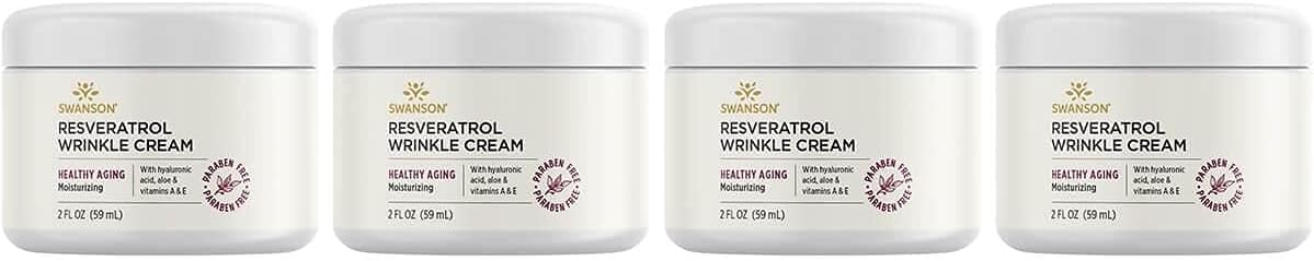 Swanson Resveratrol Wrinkle Cream 2 Fl Oz Cream 4 Pack