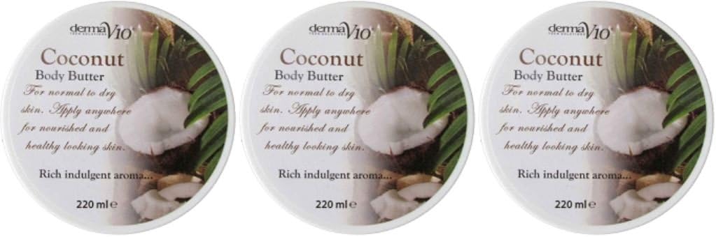 Derma V10 Coconut Body Butter 220Ml X 3 Packs
