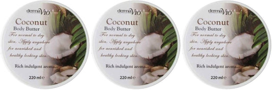 Derma V10 Coconut Body Butter 220Ml X 3 Packs