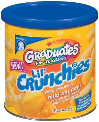 Gerber Snacks For Baby Lil’ Crunchies, Mild Cheddar, Non-Gmo Baked Grain Snacks With No Artificial Flavors, Made For Crawlers, 1.48-Ounce Canister (Pack Of 6)