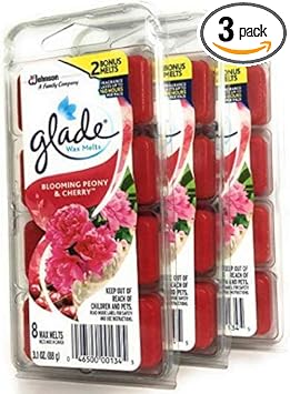 3 Pack Of Glade Wax Melts Air Freshener Refill, Blooming Peony & Cherry, 8Ct, 3.1Oz