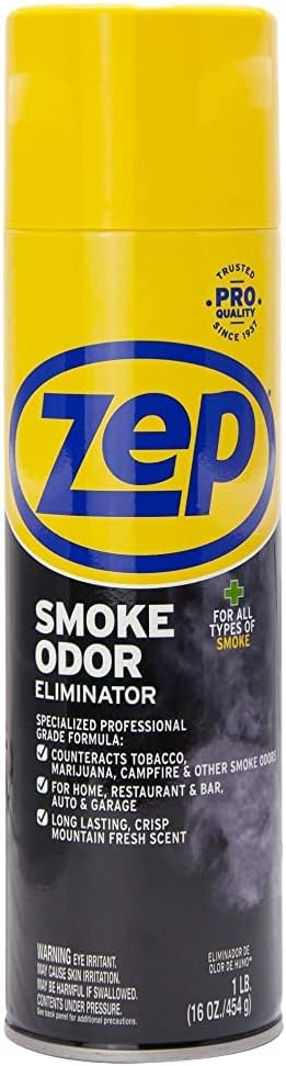 Zep Smoke Odor Eliminator Aerosol - 16 Ounce (Pack of 4) ZUSOE16 - Eliminate Cannabis (Marijuana) and Tobacco Odors