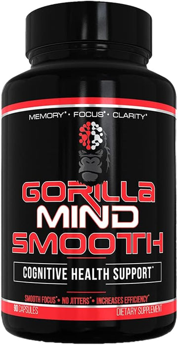 Gorilla Mind Smooth Nootropic Formula - Best Non-Stimulant Productivity Supplement/Memory ú Focus ú Mental Clarity ú No Jitters / 90 Capsules