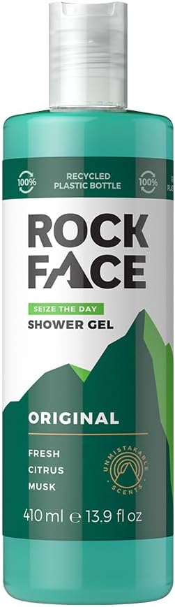 Rock Face Shower Gel - Original All In One Body Wash For Men, 410Ml, Fresh Citrus Scent, Suitable For Hair And Body, Long Lasting Fragrance
