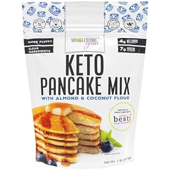 Wholesome Yum Fluffy Grain Free Keto Pancake Mix - Low Carb Pancake Mix With Almond Flour & Coconut Flour - Non Gmo, Gluten Free, Dairy Free, Natural (1 Lb)