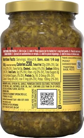 Classico Signature Recipes Traditional Basil Pesto Sauce & Spread (13.5 Oz Jar) : Grocery & Gourmet Food