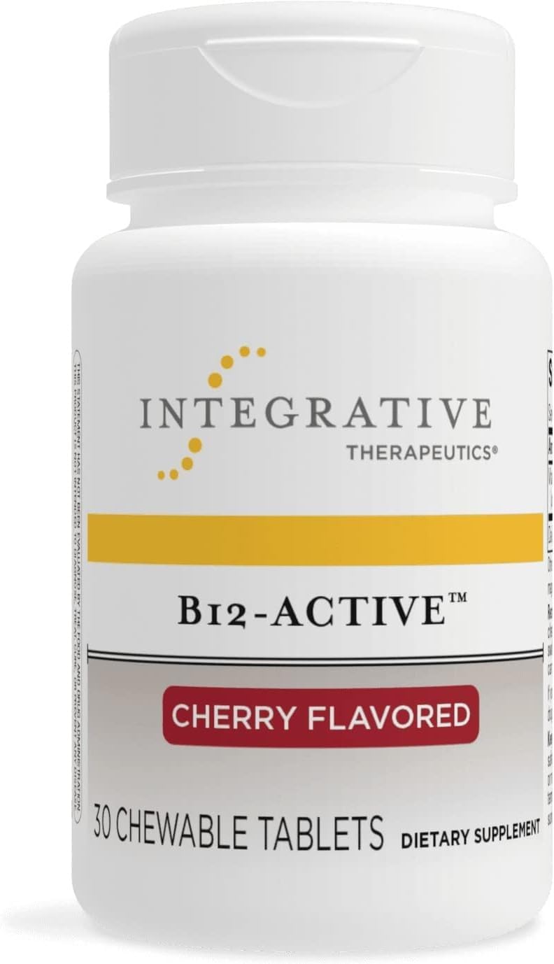 Integrative Therapeutics B12-Active - Active Form Methylcobalamin - Nerve Function Support Supplement For Men & Women* - Chewable Formula - 30 Tablets, Cherry Flavored