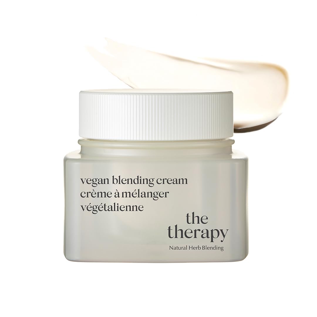 The Face Shop The Therapy Vegan Blending Cream Face Moisturizer - Soothing, Anti-Aging, Anti-Wrinkle, Firming Cream - Refillable - Face Cream Ideal For Sensitive & Dry Skin - Korean Skin Care