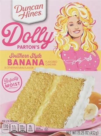 Duncan Hines Dolly Parton's Favorite Southern-Style Banana Flavored Cake Mix, 15.25 oz