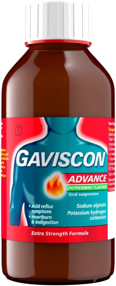 Gaviscon Advance Peppermint Liquid 300 ml - Fast Relief Heartburn, Indigestion, Acid Reflux, Stomach Pain, Extra Strength Antacid For Digestion, Nausea : Amazon.co.uk: Health & Personal Care