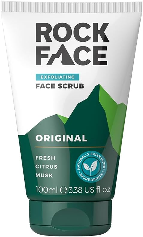 Rockface Exfoliating Face Scrub For Men 100Ml | Everyday Face Scrub | Invigorates Tired Skin | Fresh Citrus | Smooth Skin