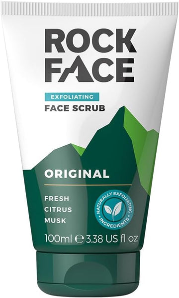 Rockface Exfoliating Face Scrub For Men 100Ml | Everyday Face Scrub | Invigorates Tired Skin | Fresh Citrus | Smooth Skin