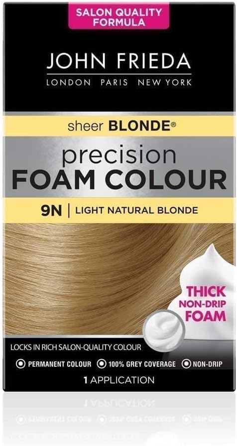 John Frieda Sheer Blonde Precision Foam Colour 9N Light Natural Blonde Hair Dye for Blonde Hair, Non-Drip Permanent Hair Colour, 100% Grey Coverage : Amazon.co.uk: Beauty
