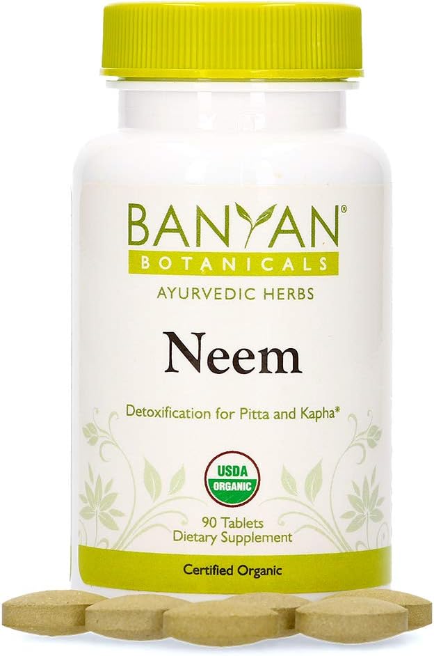 Banyan Botanicals Neem Tablets ? Organic Neem Supplement ? Azadirachta Indica ? for Skin & Healthy Hair, Blood, Lymph, Liver & More* ? 90 Tablets ? Non-GMO Sustainably Sourced Vegan