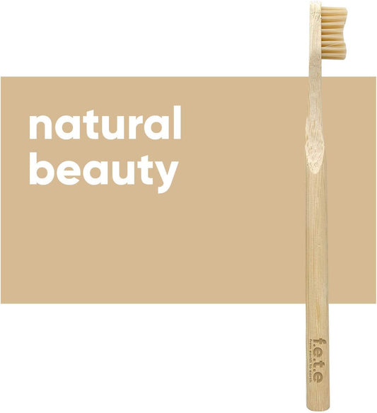 F.E.T.E | Natural Beauty Bamboo Toothbrush | Biodegradable & Compostable Handle | Recyclable Medium Bristles | Sustainable | Vegan