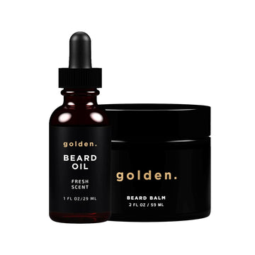 Golden Grooming Beard Oil & Balm Bundle For Men | Natural Growth Kit With Shea Butter | 4Oz Balm & 2Oz Oil | Warm Cedar