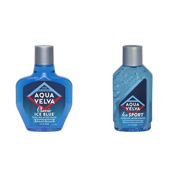 Aqua Velva After Shave Bundle, Vitamin Enriched Ice Sport After Shave With Vitamin E And Pro Vitamin B5, 3.5 Oz + Classic Ice Blue After Shave, 3.5 Oz