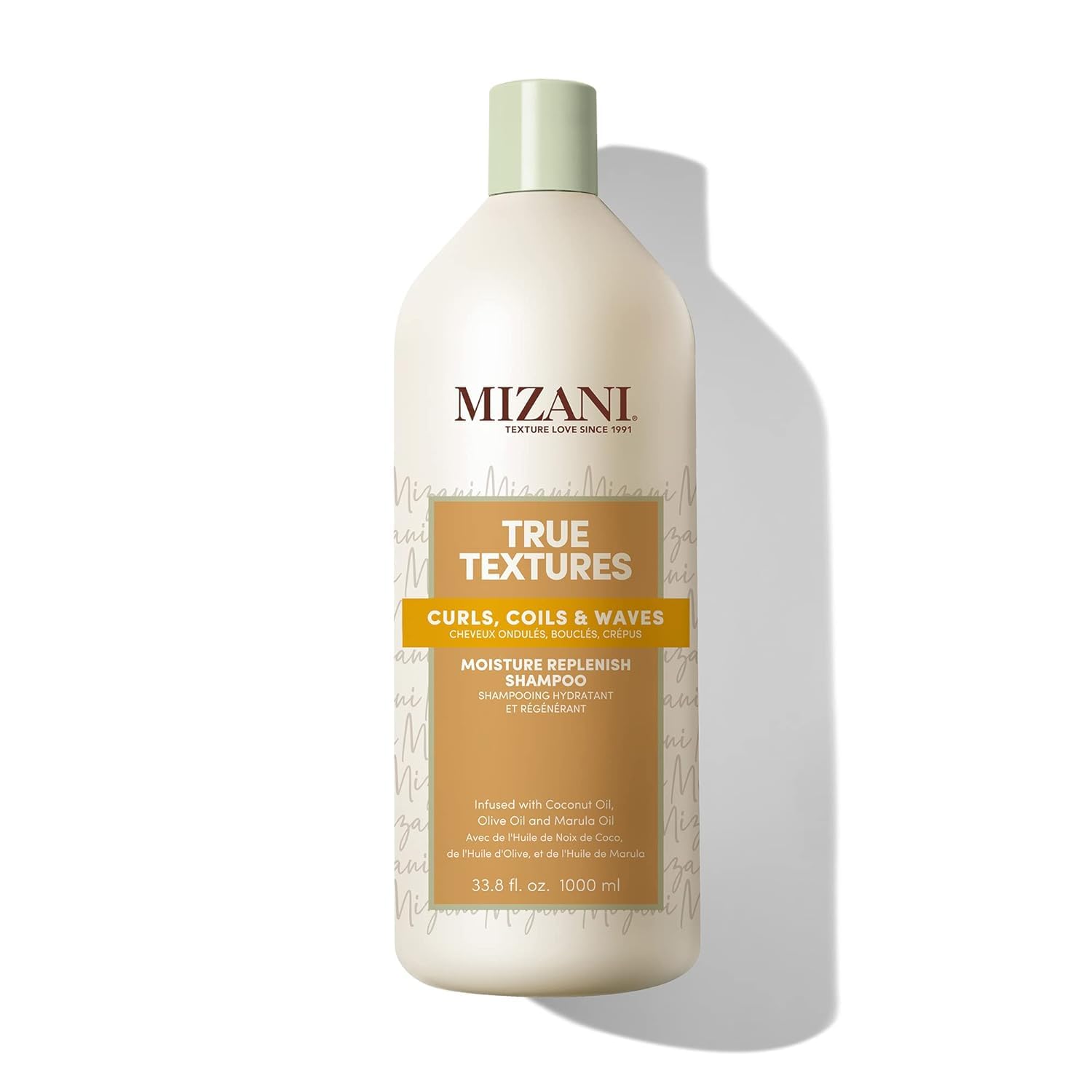 Mizani True Textures Moisture Replenish Shampoo For Curly Hair - Smooths & Hydrates With Coconut Oil, Sulfate & Paraben-Free