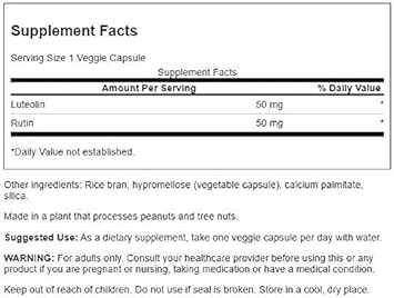 Swanson Luteolin Complex w/Rutin - Brain Support Supplement Promoting Memory, Mood & Cognitive Health - Natural Formula to Help Maintain Nervous System - (30 Veggie Capsules)