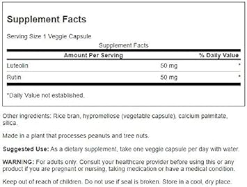 Swanson Luteolin Complex W/Rutin - Brain Support Supplement Promoting Memory, Mood & Cognitive Health - Natural Formula To Help Maintain Nervous System - (30 Veggie Capsules) 2 Pack