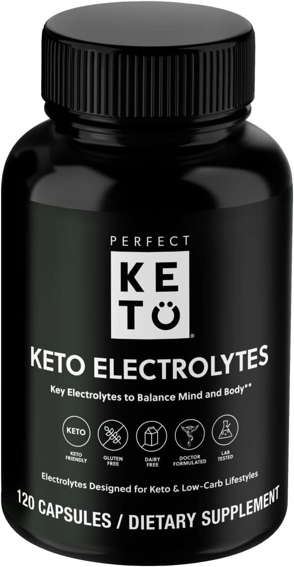 Perfect Keto Electrolytes Capsules, Gluten Free, Electrolyte Supplement With Magnesium, Calcium, Potassium And Sodium, Hydration, Energy, Recovery And Immune Support, Unflavored, 120 Servings