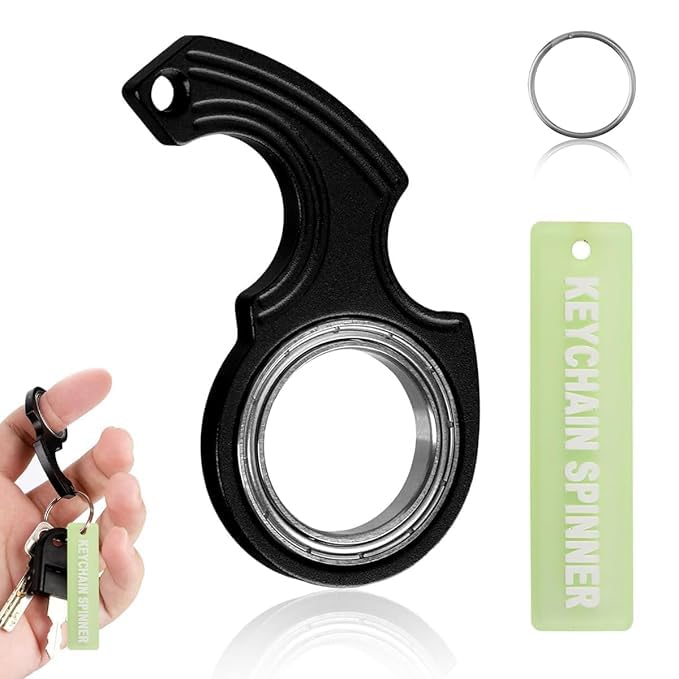 VALUEVIBES Metal Keyring Toy – Lightweight Rotating Keychain for Stress Relief and Focus, Fun Pocket Gadget, Key Chain for Bike