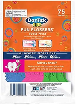 Dentek Kids Fun Flossers | Removes Food & Plaque | 75 Count