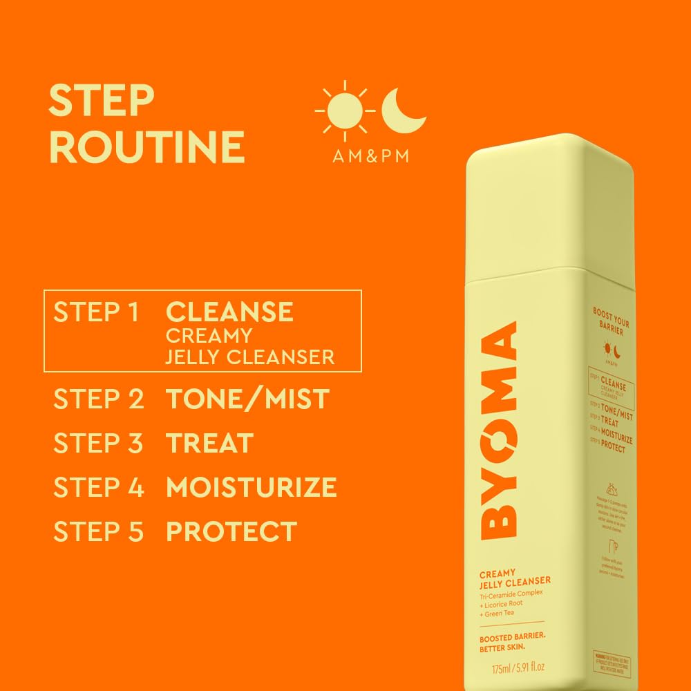 Byoma Creamy Jelly Cleanser Refill - Hydrating Facial Cleanser For Skin Barrier Repair - Tri-Ceramide Face Wash For Sensitive Skin - Gently Removes Makeup & Excess Oil - 5.91 Fl Oz Refill