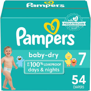 Pampers Baby Dry Diapers - Size 7, 54 Count, Absorbent Disposable Diapers